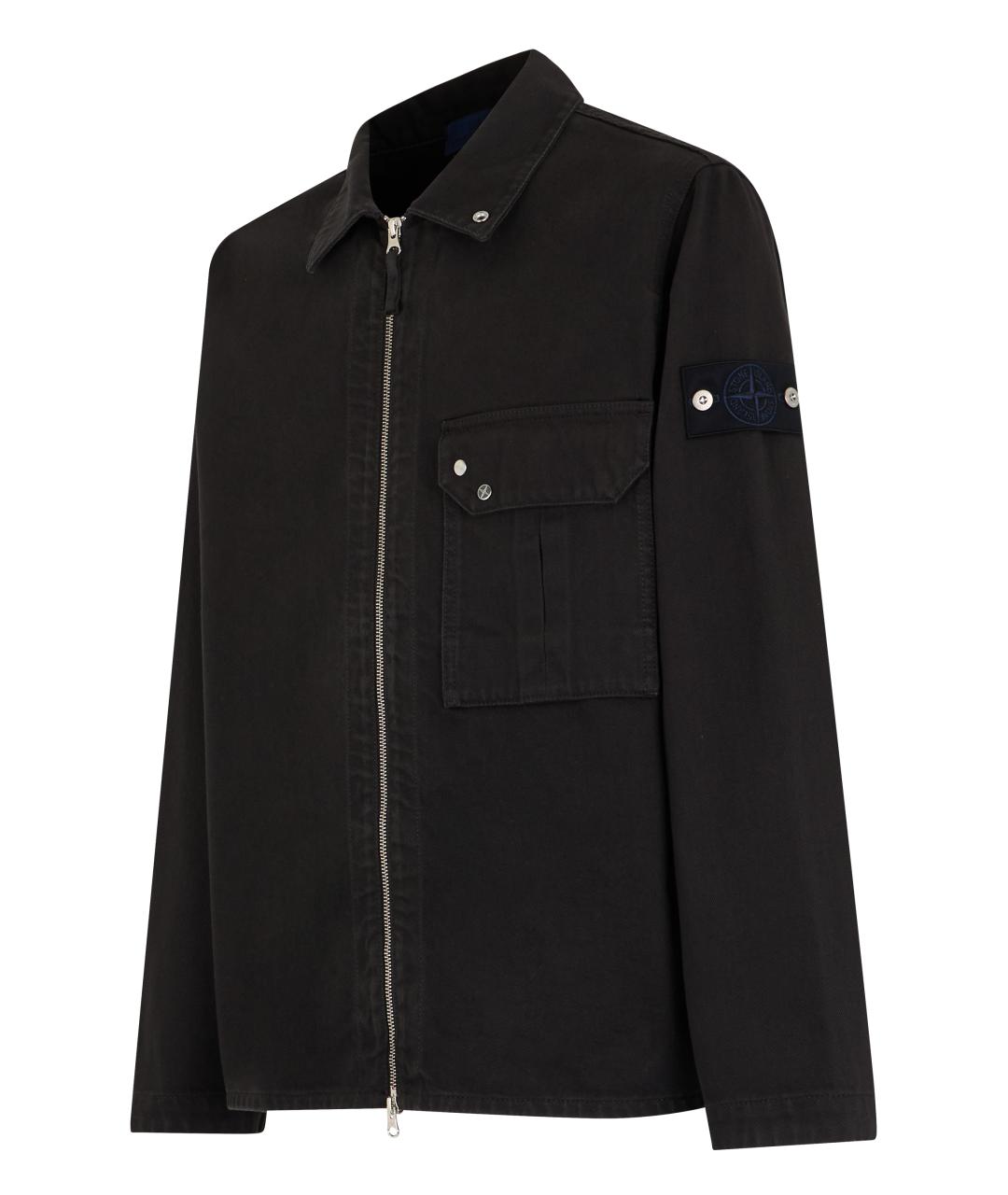 STONE ISLAND Черная хлопковая куртка, фото 3