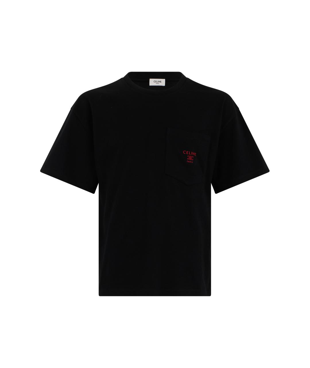 CELINE Черная хлопковая футболка, фото 1