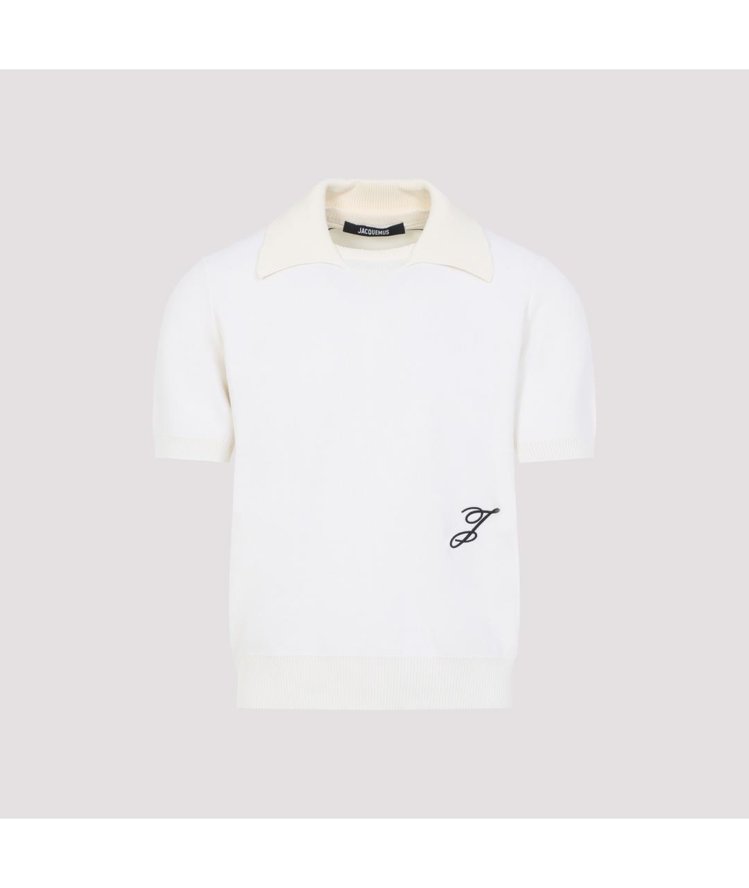 JACQUEMUS Белое хлопковое поло с коротким рукавом, фото 2