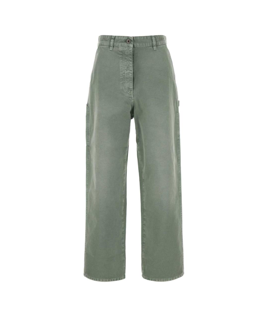 MIU MIU Зеленые хлопковые прямые джинсы, фото 1