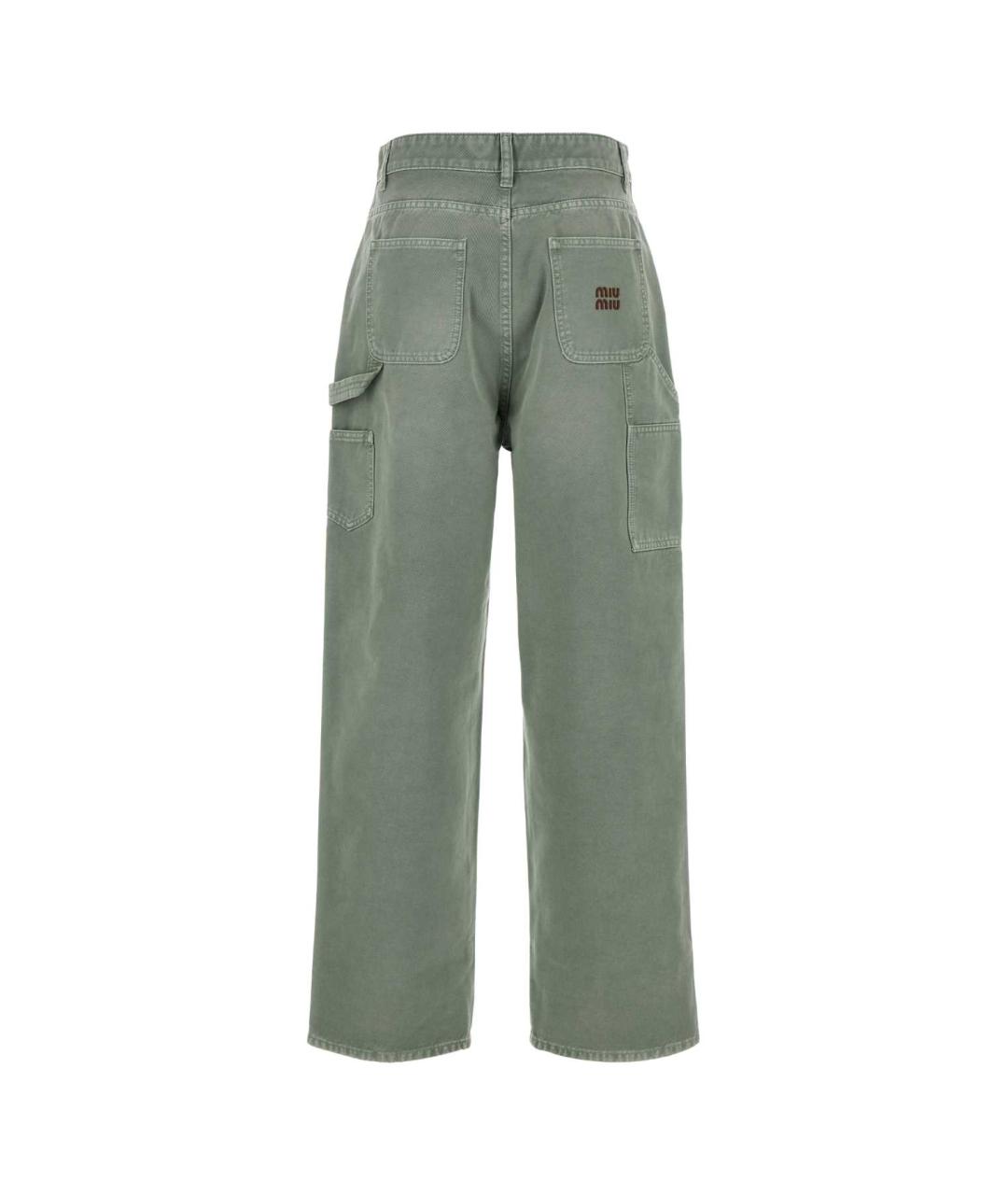 MIU MIU Зеленые хлопковые прямые джинсы, фото 2