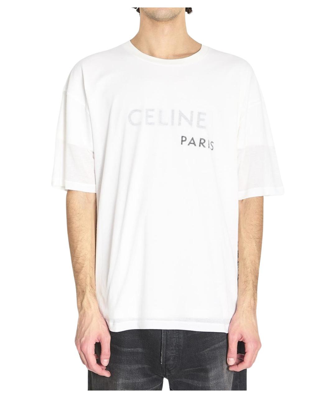 CELINE Белая хлопковая футболка, фото 1