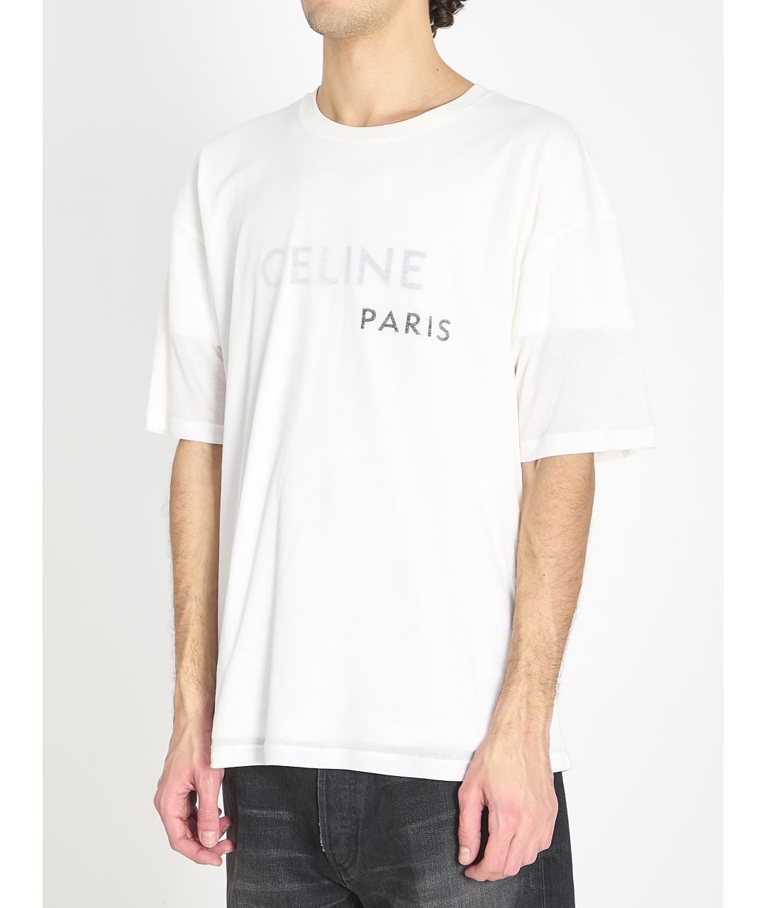 CELINE Белая хлопковая футболка, фото 2