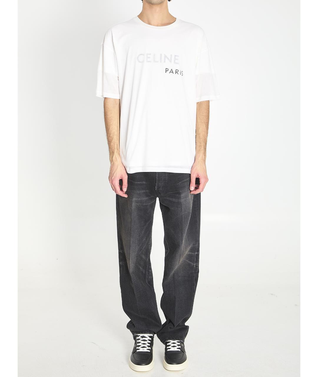 CELINE Белая хлопковая футболка, фото 5