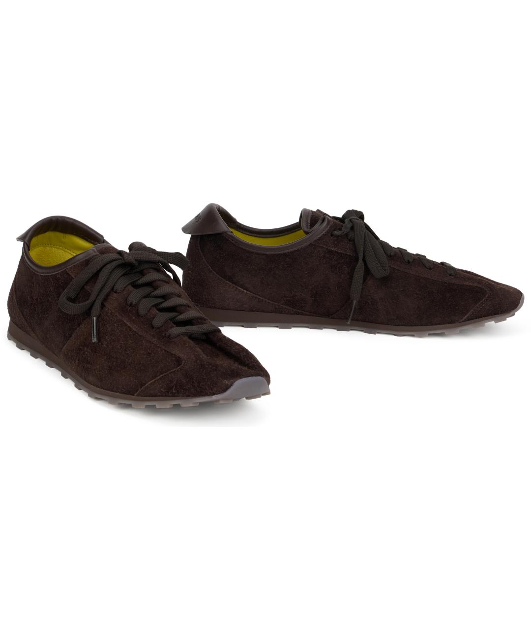 JACQUEMUS Коричневые замшевые низкие кроссовки / кеды, фото 3