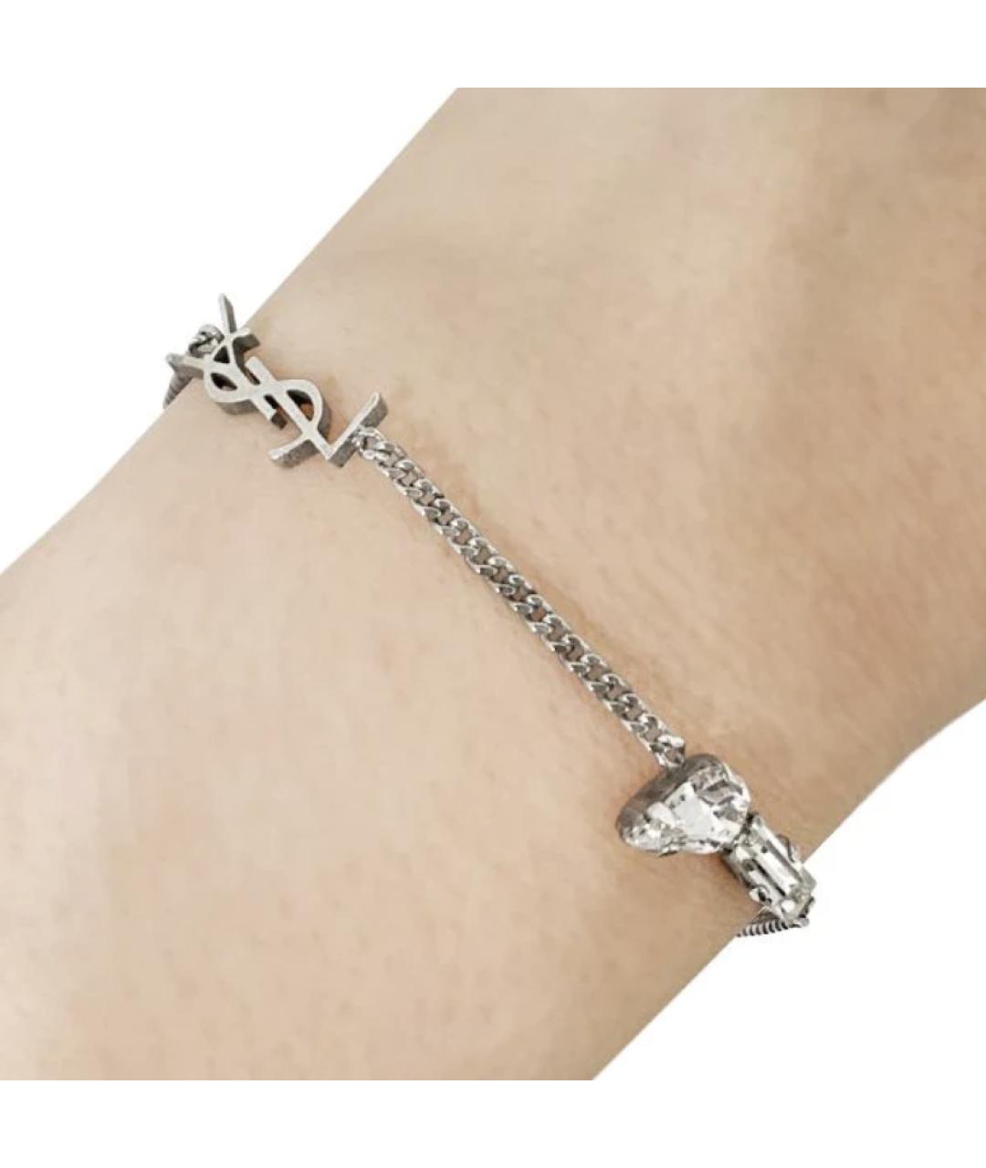 SAINT LAURENT Серебрянный металлический браслет, фото 2