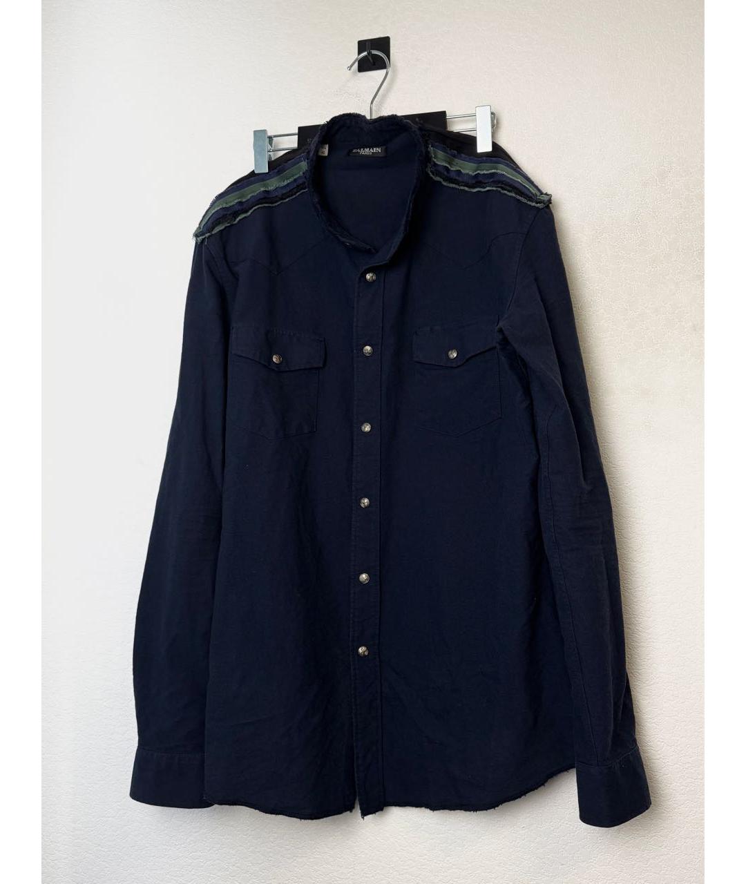 BALMAIN Синяя хлопковая кэжуал рубашка, фото 8