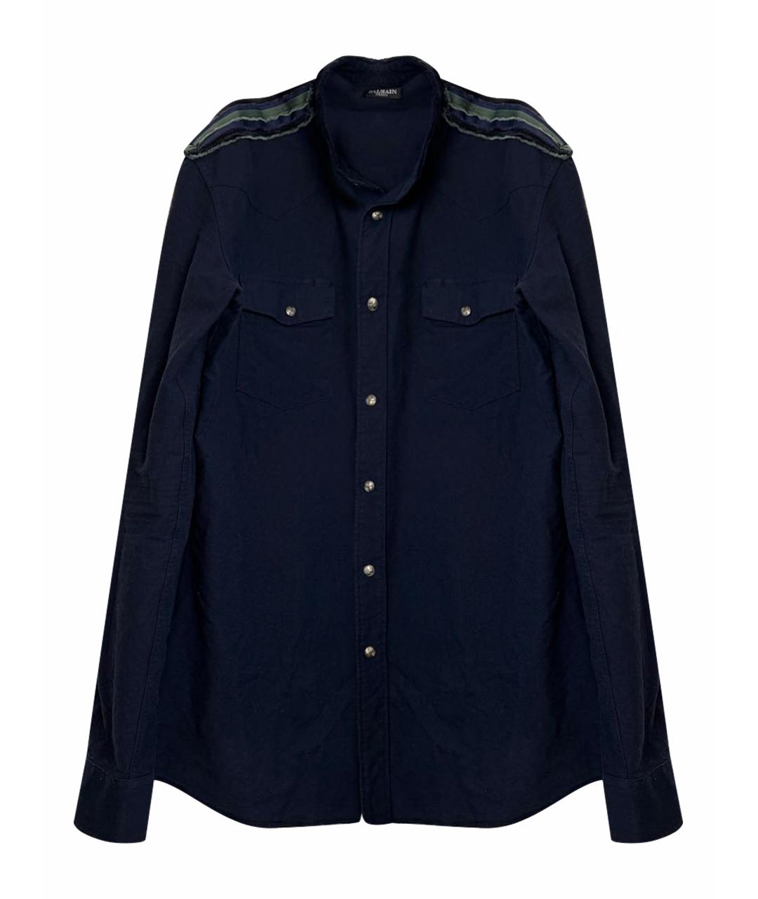 BALMAIN Синяя хлопковая кэжуал рубашка, фото 1