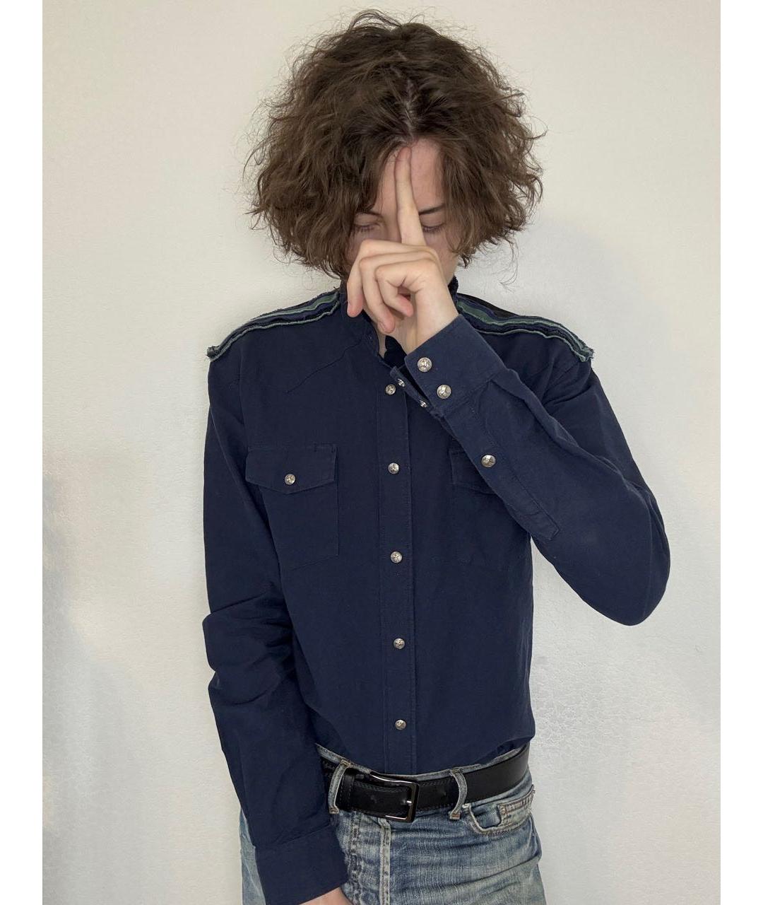 BALMAIN Синяя хлопковая кэжуал рубашка, фото 7