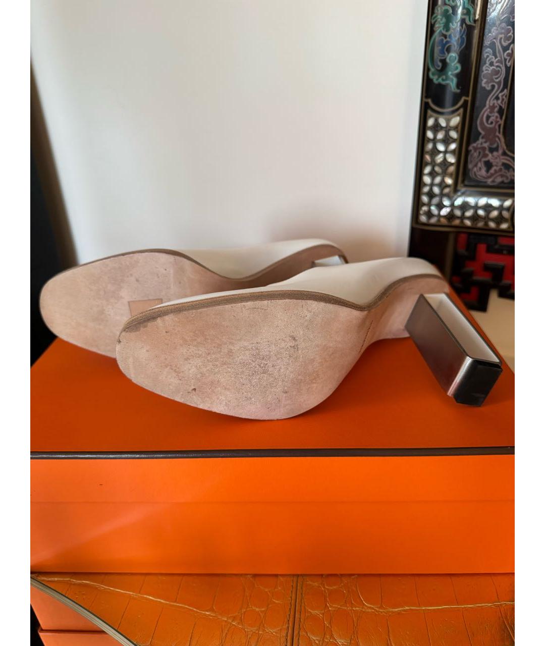 HERMES Белые кожаные туфли, фото 5