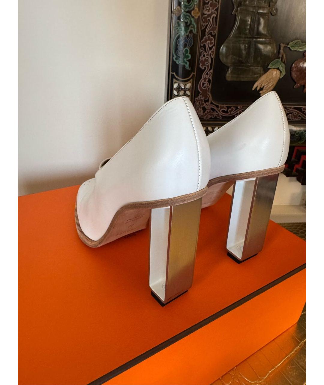 HERMES Белые кожаные туфли, фото 4