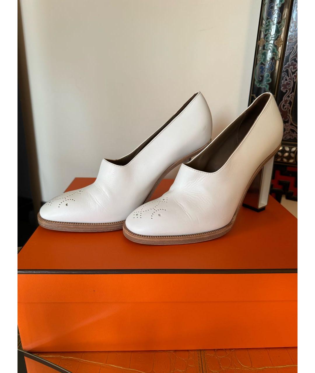 HERMES Белые кожаные туфли, фото 2