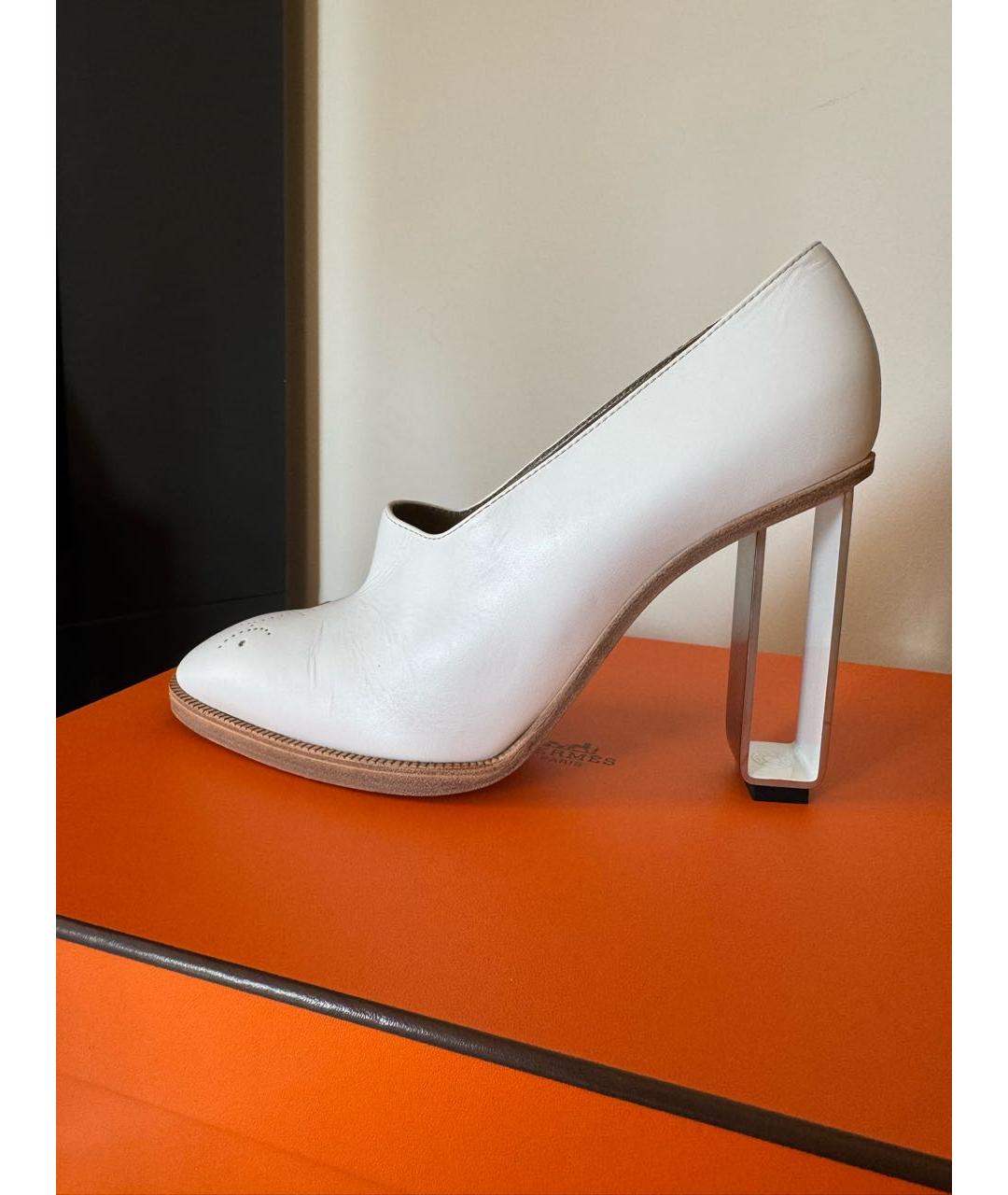 HERMES Белые кожаные туфли, фото 9