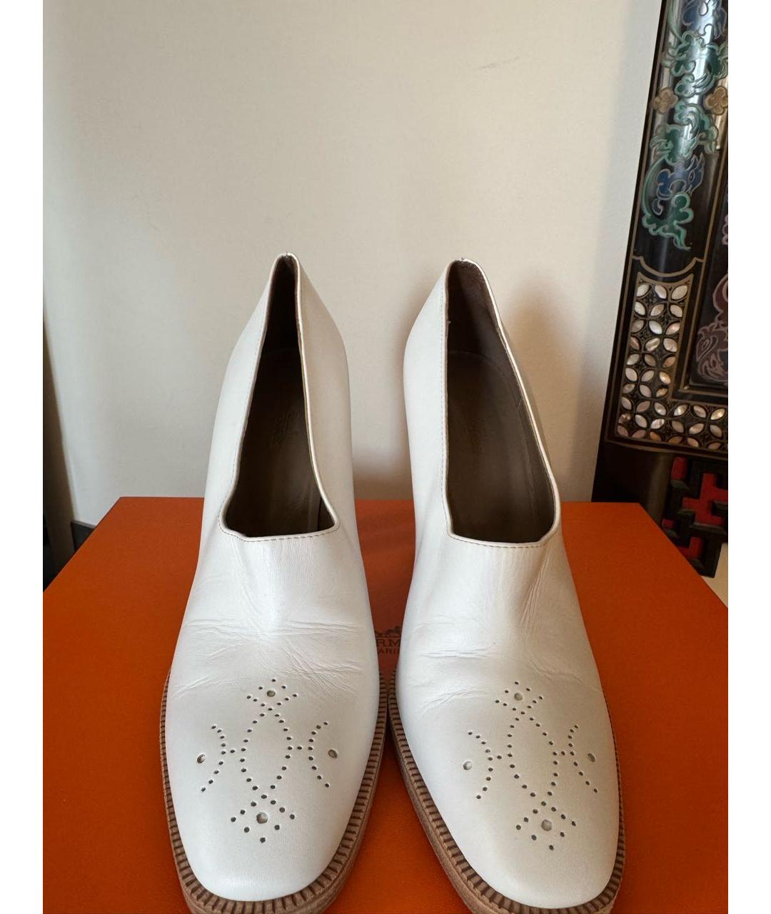 HERMES Белые кожаные туфли, фото 3