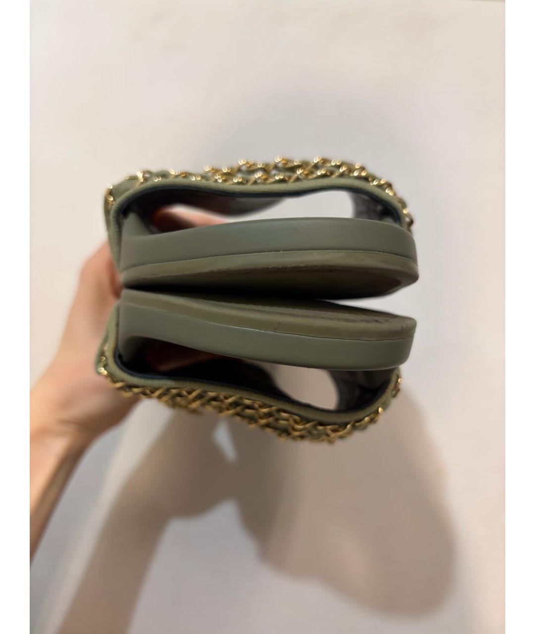 CHANEL Хаки шлепанцы, фото 5