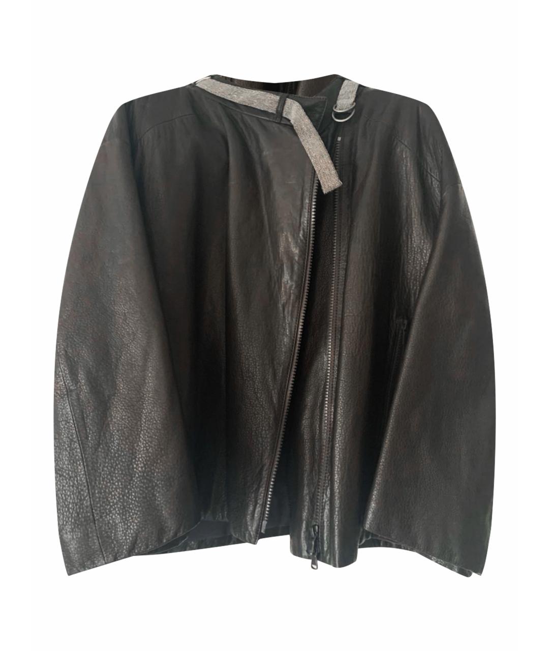 BRUNELLO CUCINELLI Коричневая кожаная куртка, фото 1