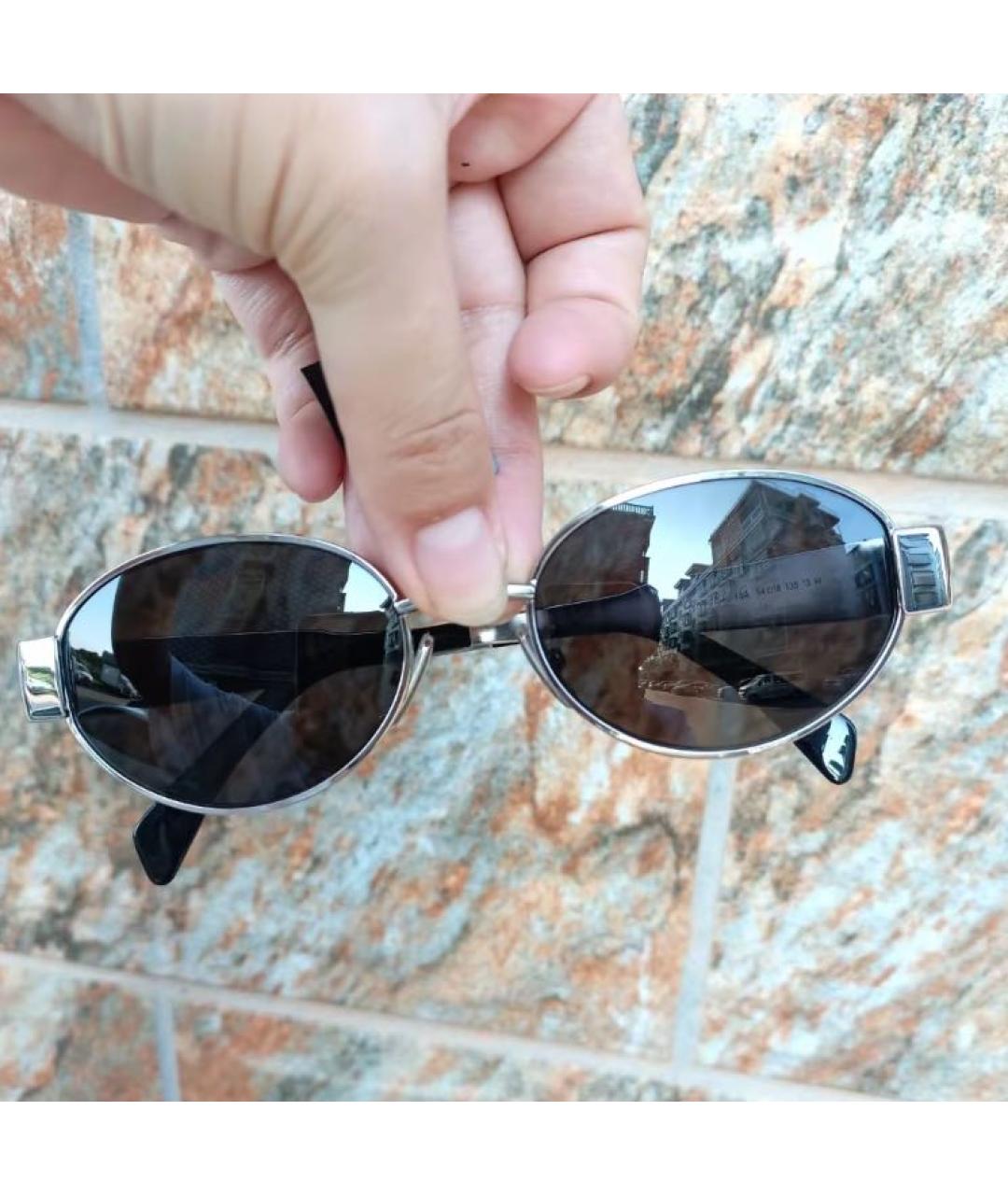 CELINE Серебряные металлические солнцезащитные очки, фото 3