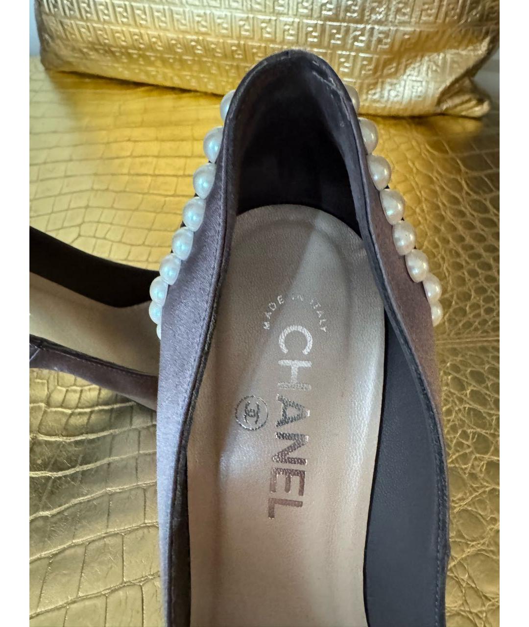 CHANEL Серые текстильные туфли, фото 4