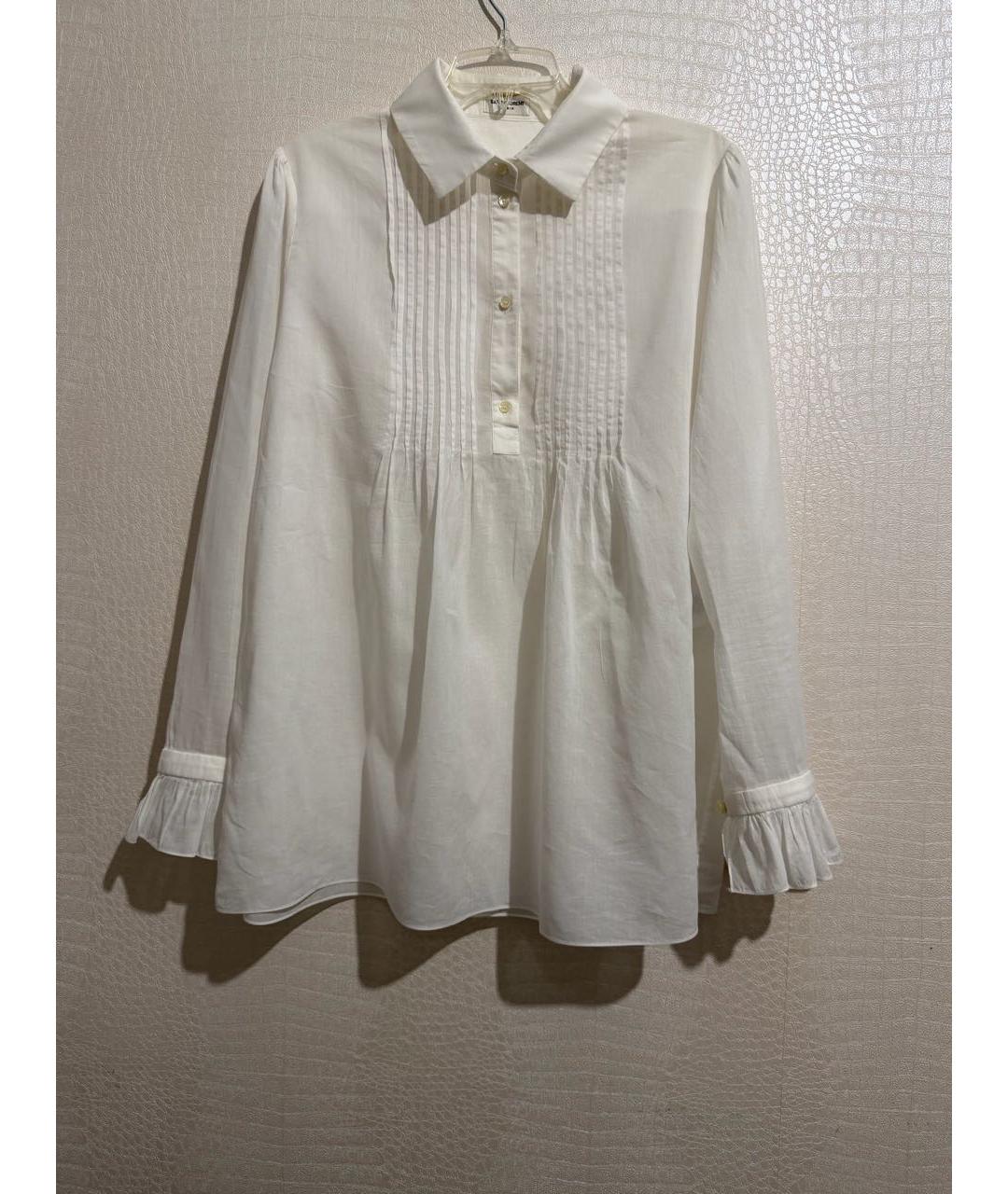 SAINT LAURENT Белая хлопковая блузы, фото 7