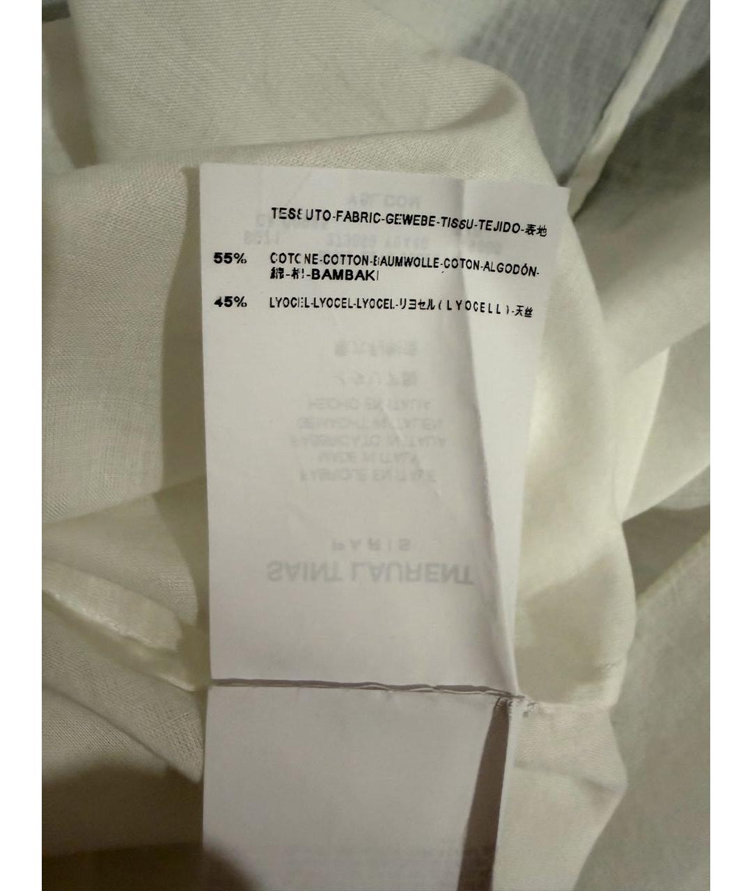 SAINT LAURENT Белая хлопковая блузы, фото 6