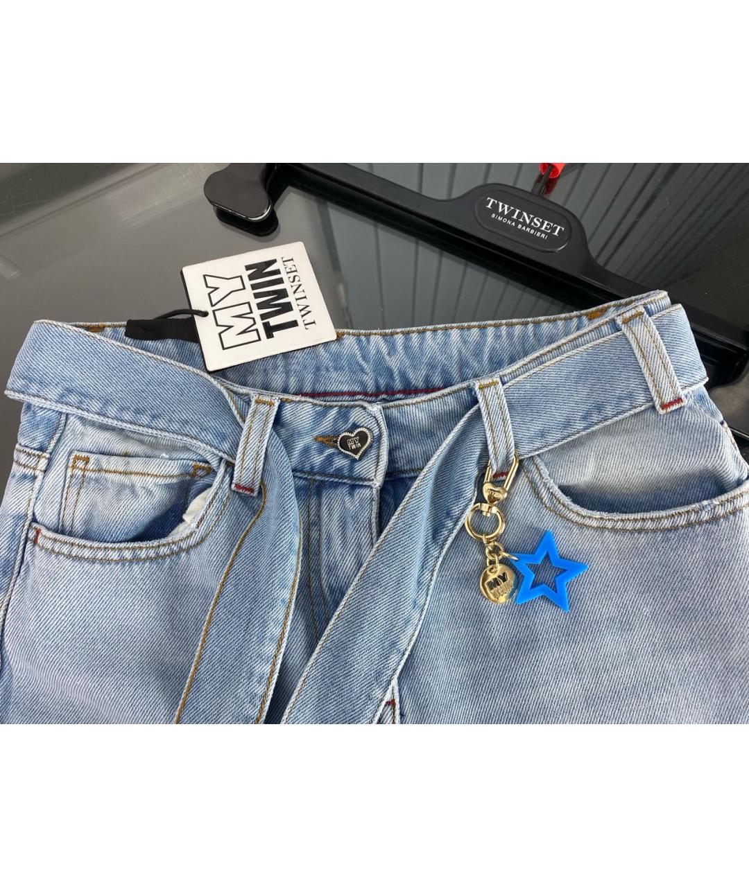 TWIN-SET Голубые прямые джинсы, фото 3