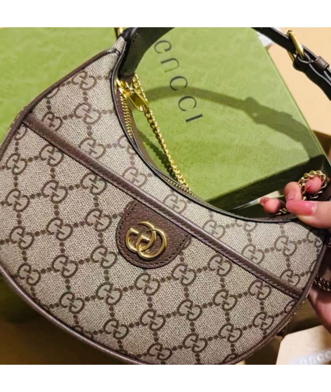 GUCCI Коричневая кожаная сумка с короткими ручками, фото 3