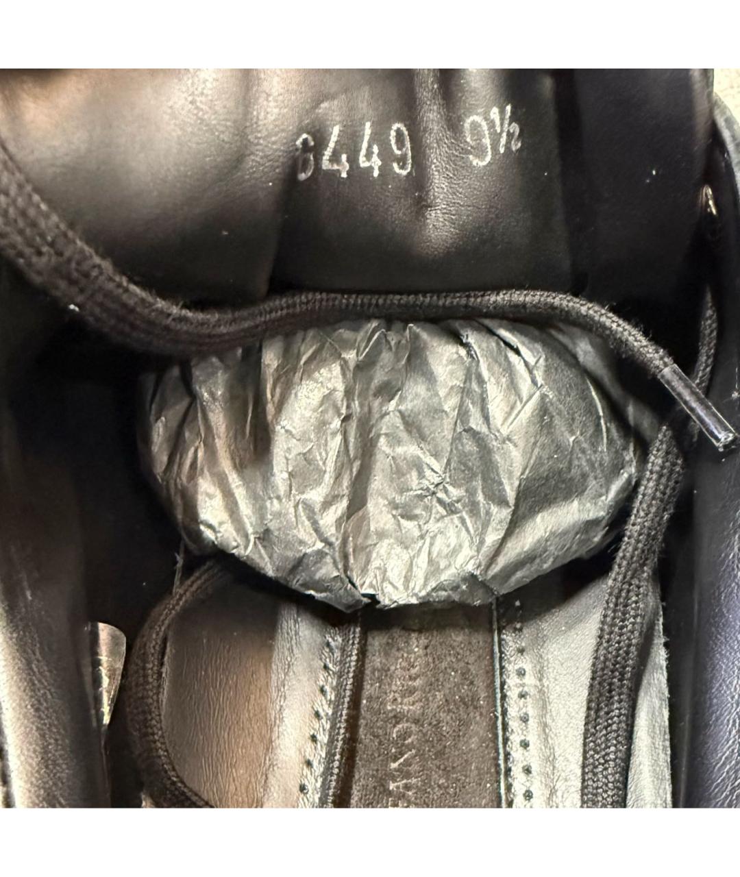 STEFANO RICCI Черные кожаные низкие кроссовки / кеды, фото 8