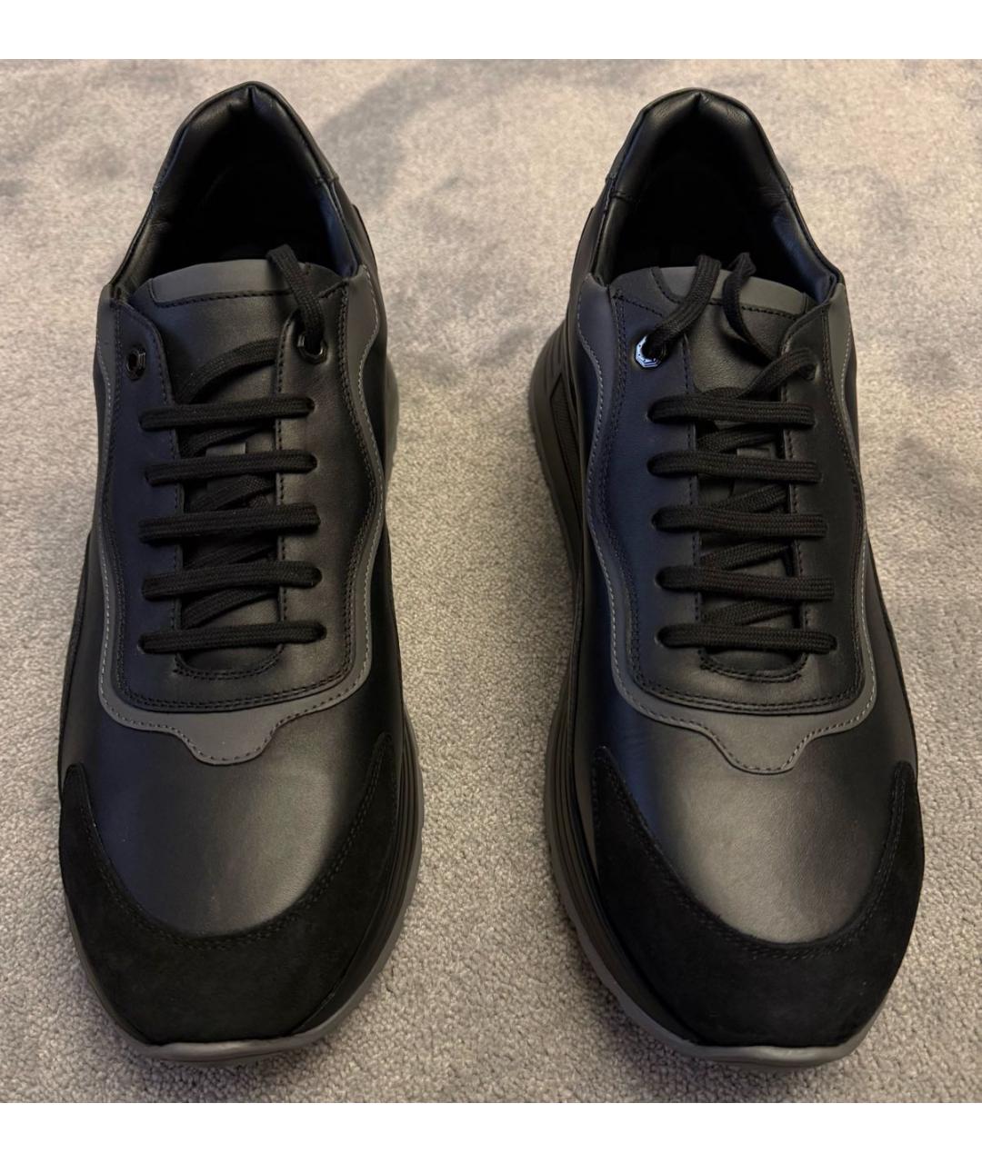 STEFANO RICCI Черные кожаные низкие кроссовки / кеды, фото 2