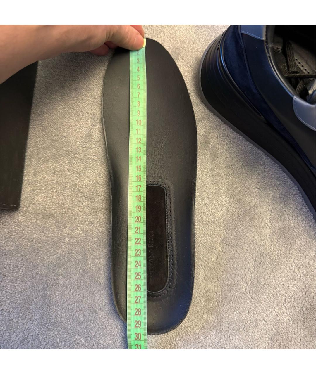 STEFANO RICCI Черные кожаные низкие кроссовки / кеды, фото 7