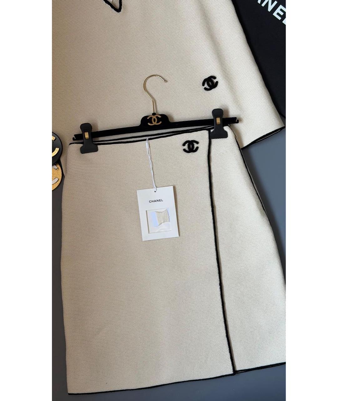 CHANEL Бежевая хлопковая юбка миди, фото 3