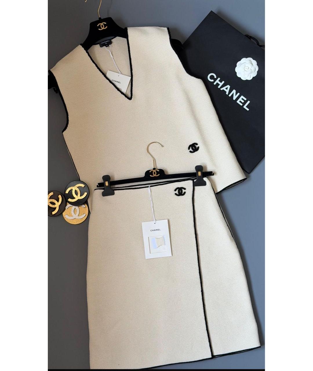 CHANEL Бежевая хлопковая юбка миди, фото 2