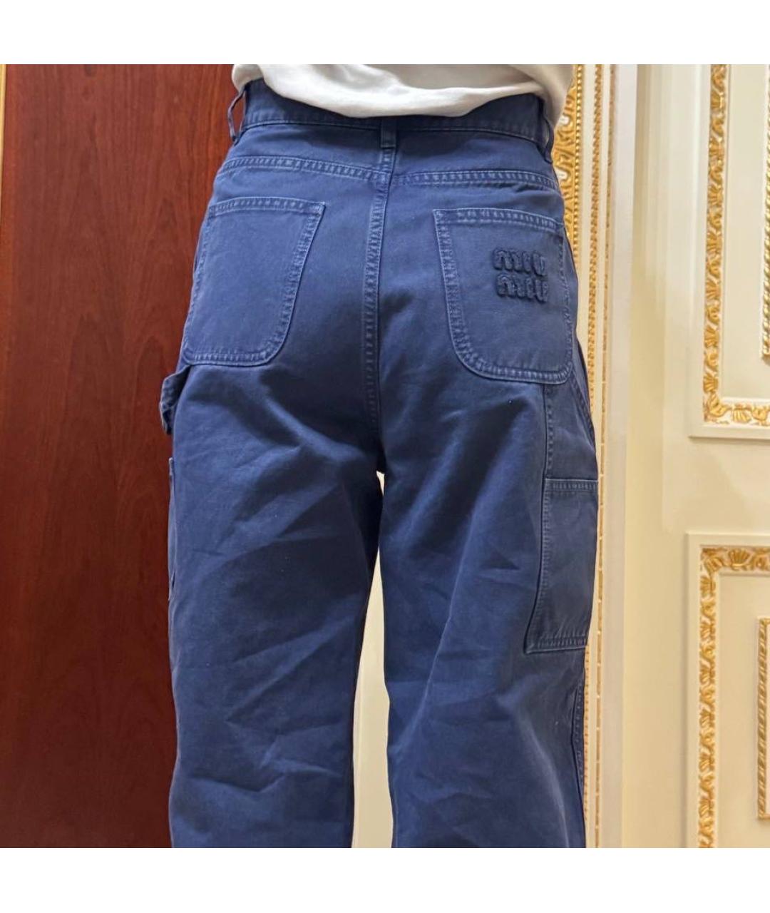 MIU MIU Темно-синие хлопковые прямые джинсы, фото 6