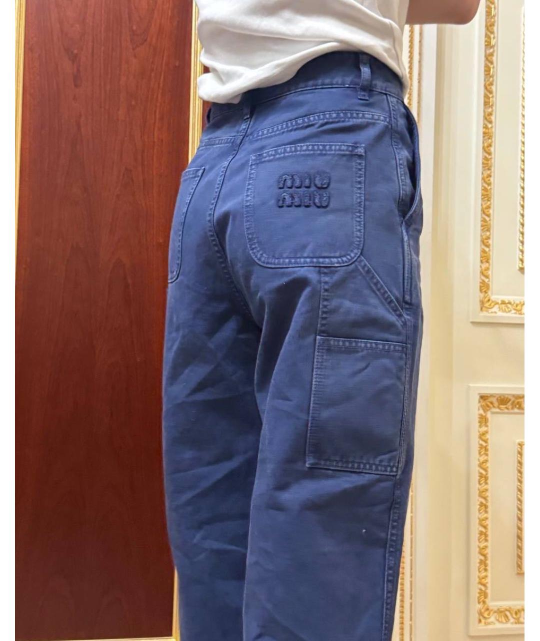 MIU MIU Темно-синие хлопковые прямые джинсы, фото 3