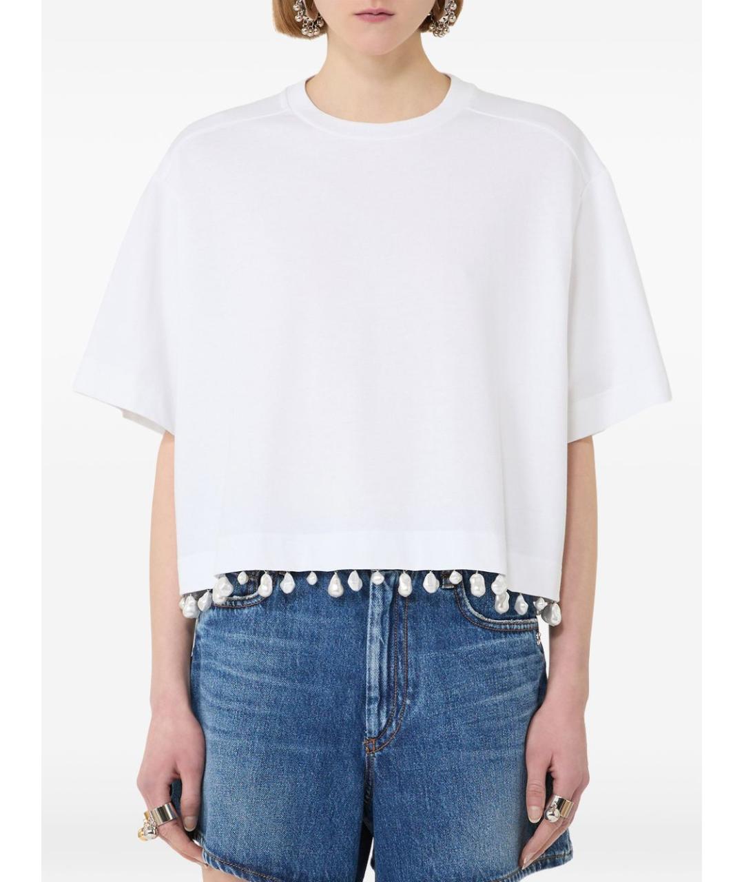 SPORTMAX Белая хлопковая футболка, фото 2