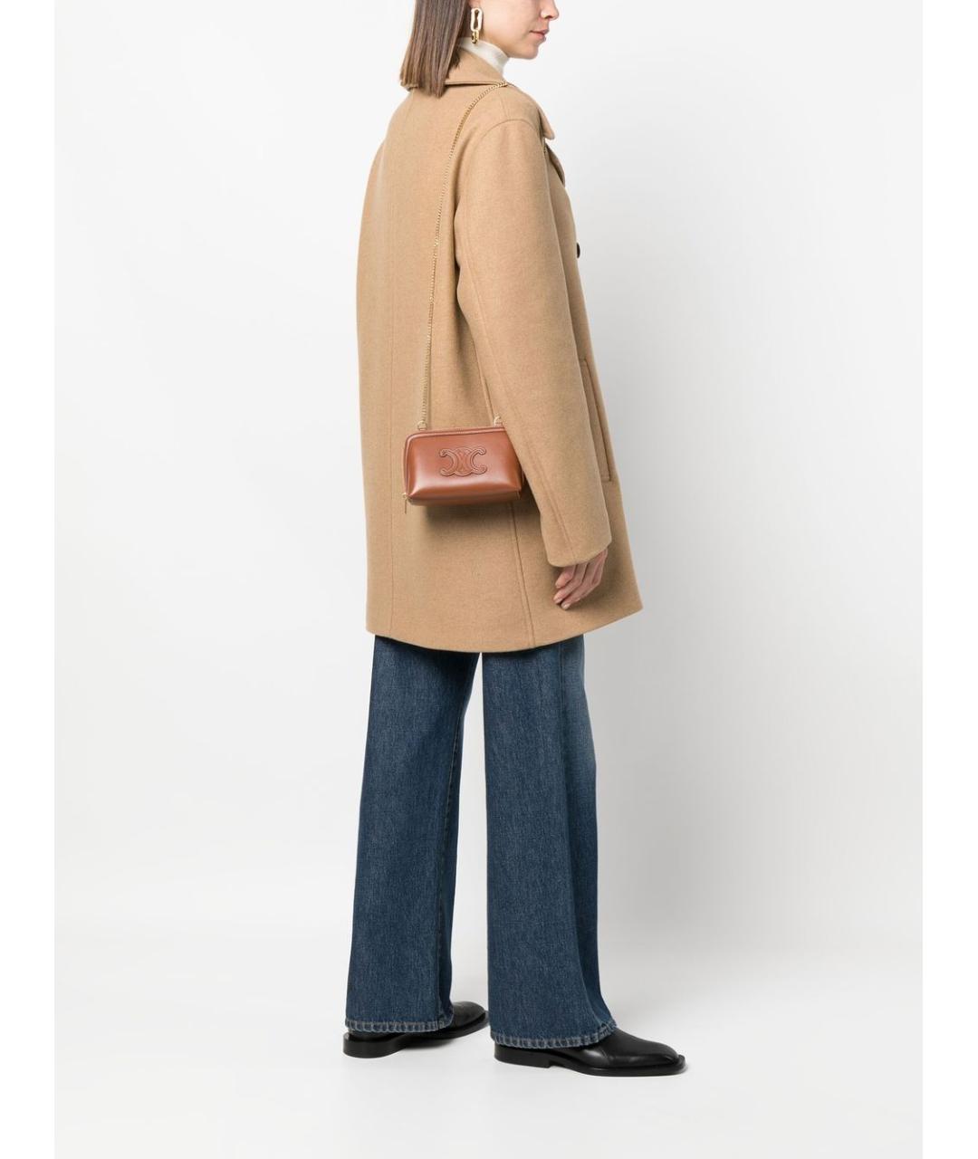 CELINE Коричневая кожаная сумка через плечо, фото 4