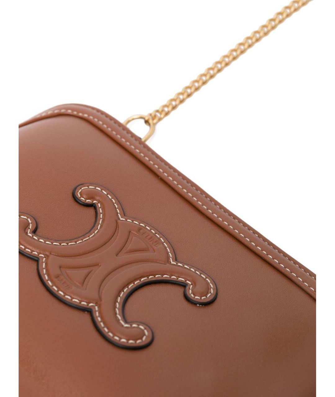 CELINE Коричневая кожаная сумка через плечо, фото 5