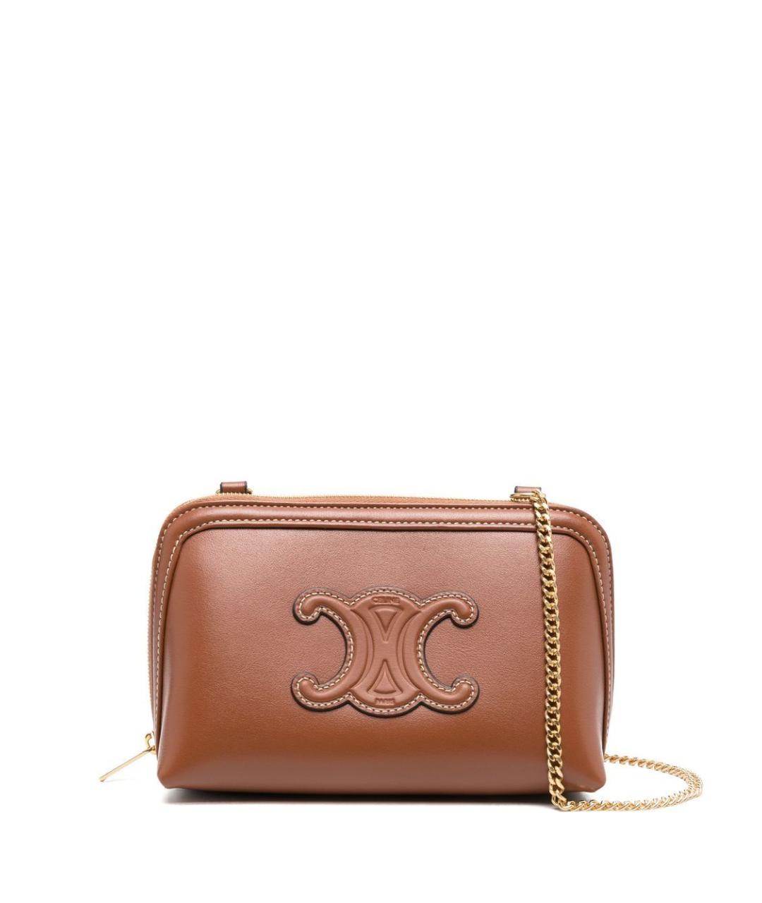 CELINE Коричневая кожаная сумка через плечо, фото 1