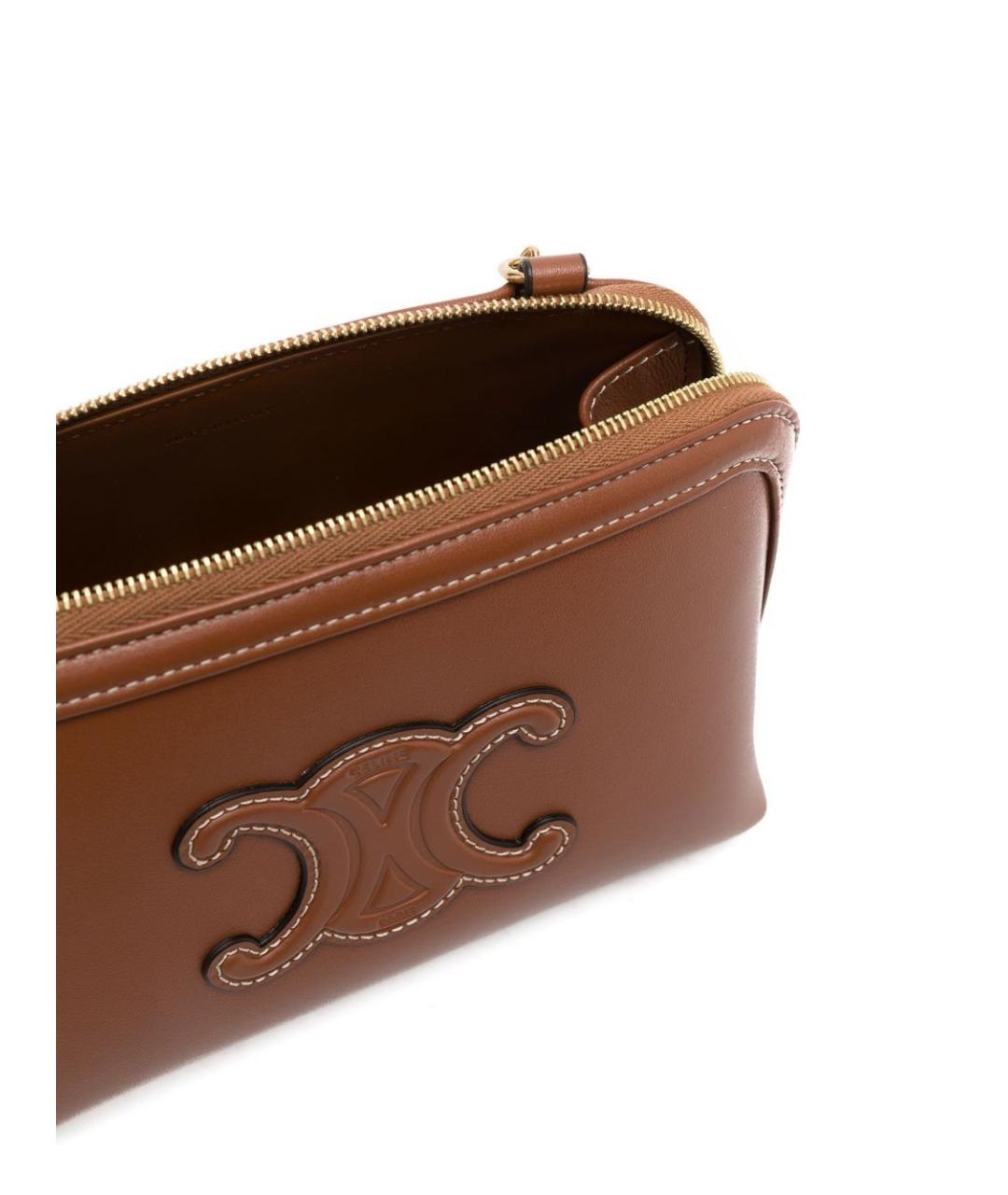 CELINE Коричневая кожаная сумка через плечо, фото 3