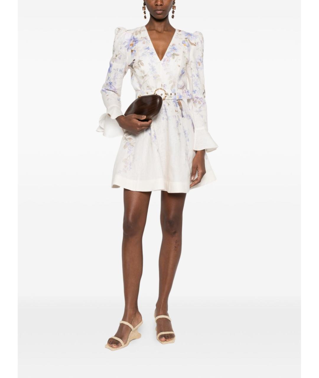 ZIMMERMANN Голубое льняное повседневное платье, фото 4