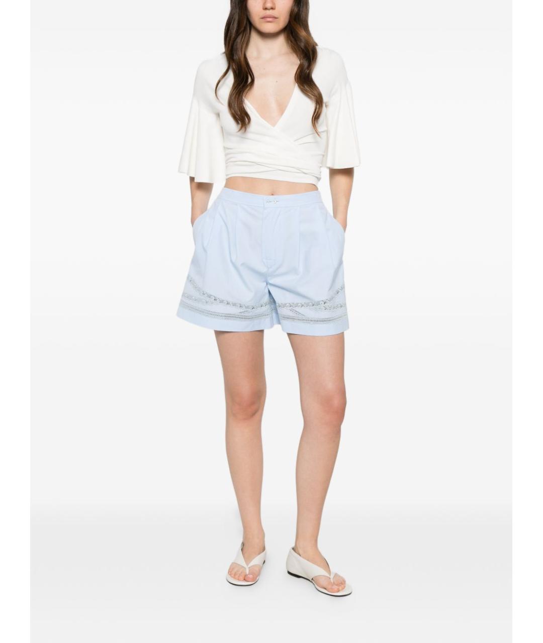 ERMANNO SCERVINO Голубые хлопковые шорты, фото 5