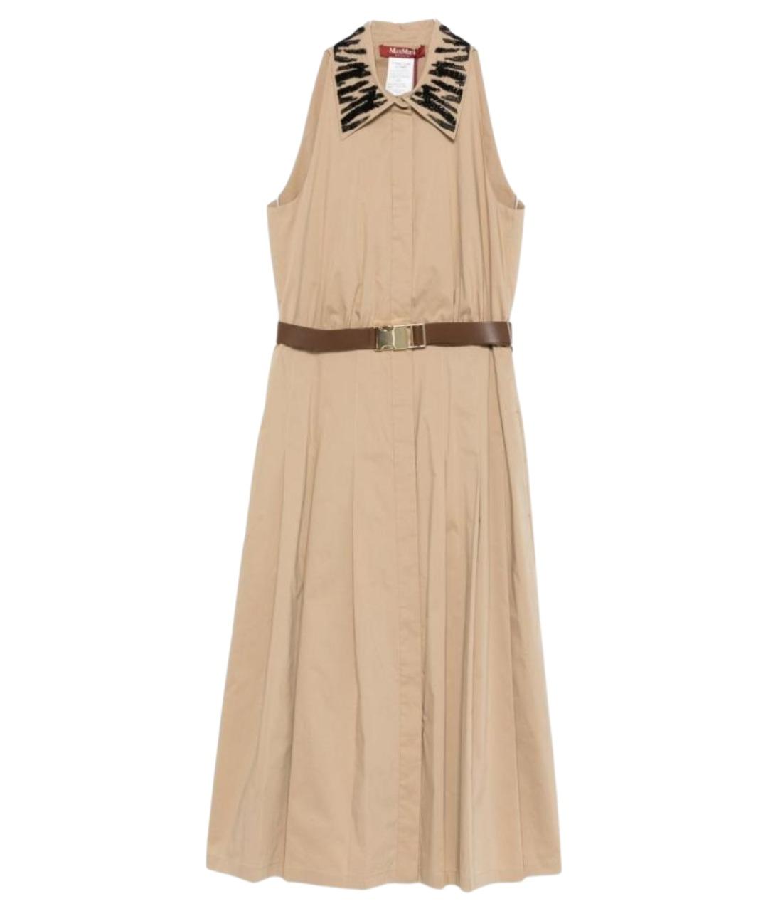 MAX MARA Бежевое хлопковое повседневное платье, фото 1