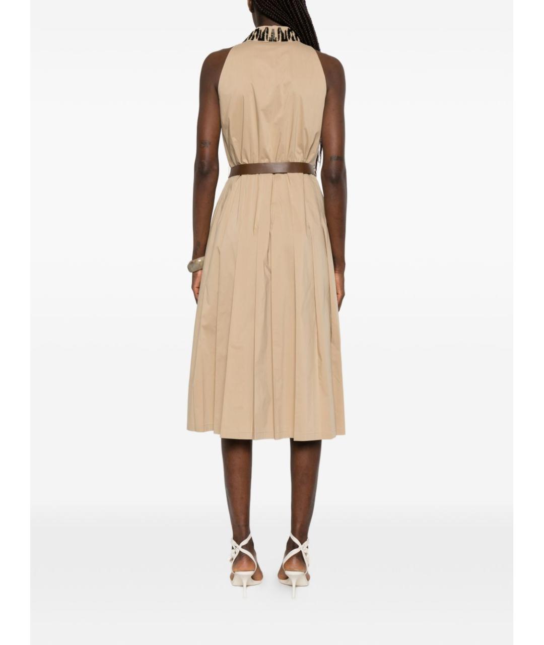 MAX MARA Бежевое хлопковое повседневное платье, фото 4