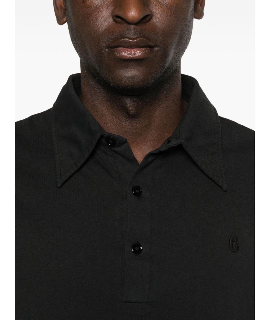 MM6 MAISON MARGIELA Черное хлопковое поло с коротким рукавом, фото 3