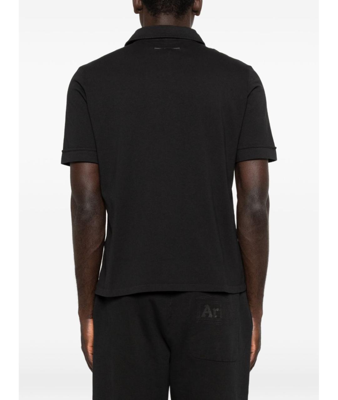 MM6 MAISON MARGIELA Черное хлопковое поло с коротким рукавом, фото 4
