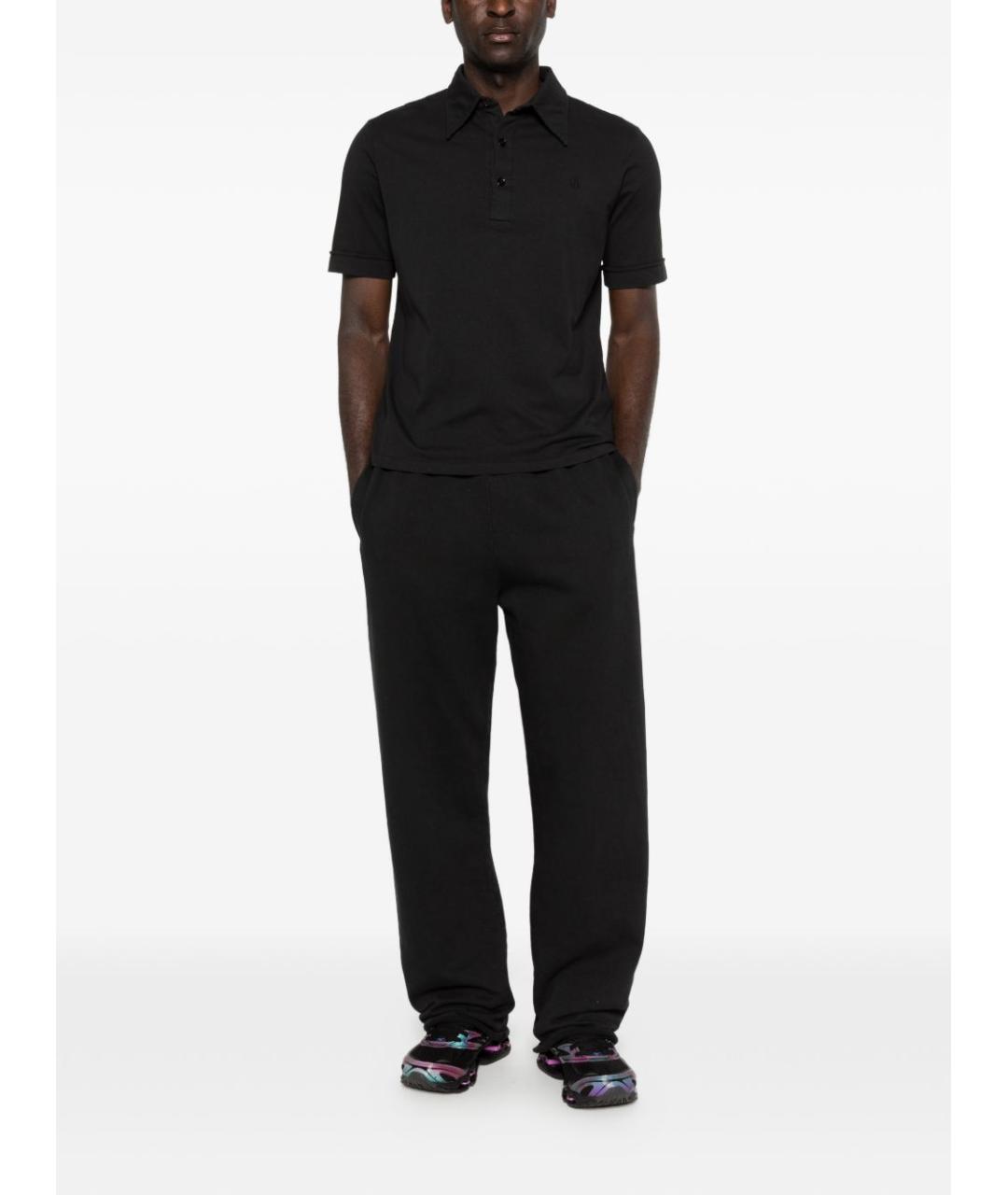 MM6 MAISON MARGIELA Черное хлопковое поло с коротким рукавом, фото 2