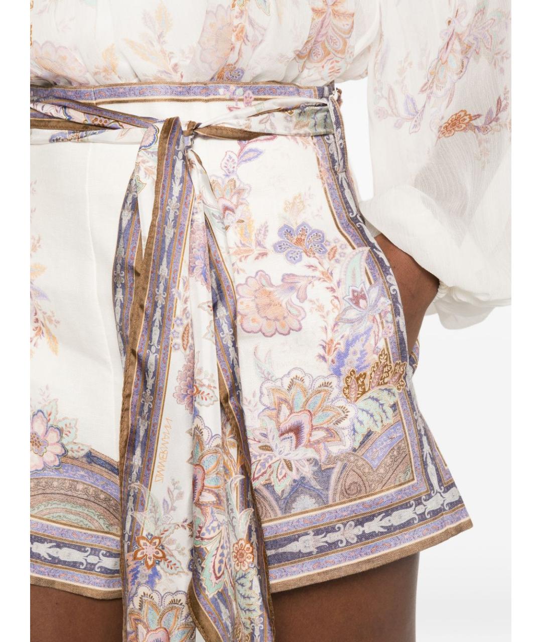 ZIMMERMANN Бежевые льняные шорты, фото 3