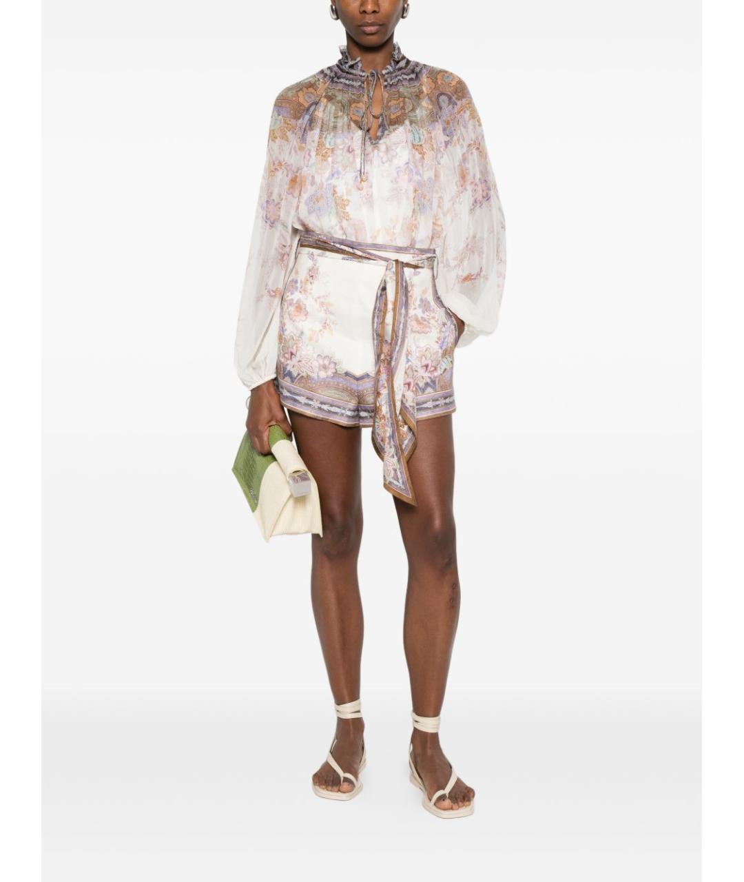 ZIMMERMANN Бежевые льняные шорты, фото 5