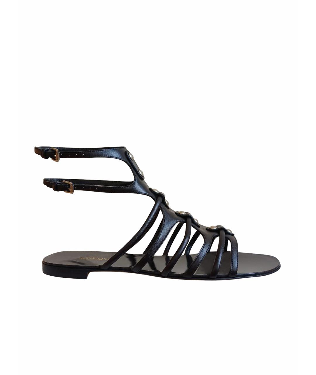 GIANVITO ROSSI Черные кожаные босоножки, фото 1