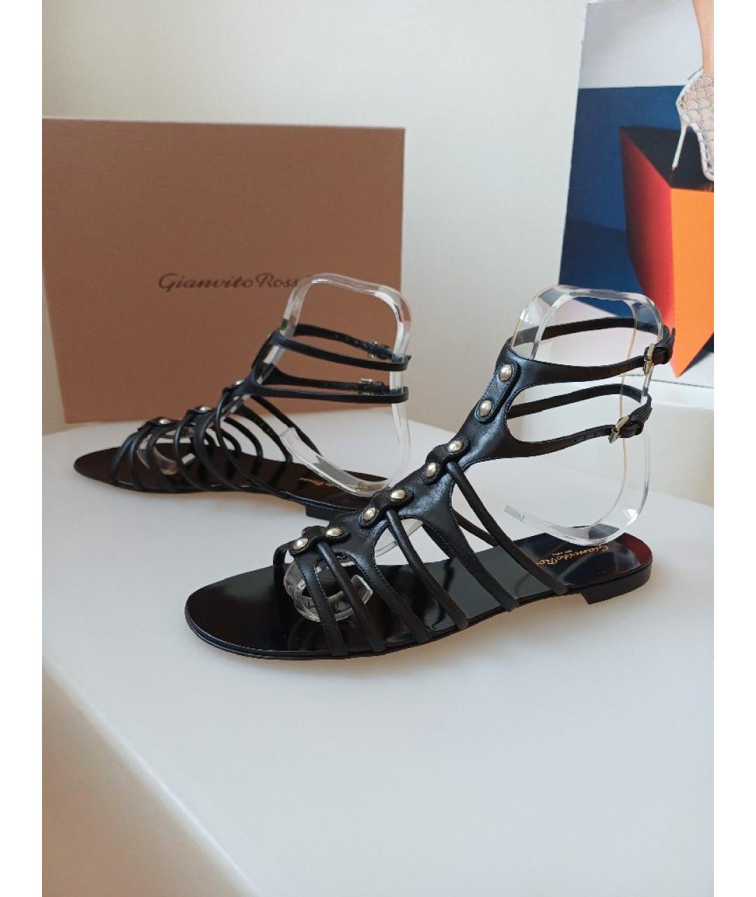 GIANVITO ROSSI Черные кожаные босоножки, фото 3