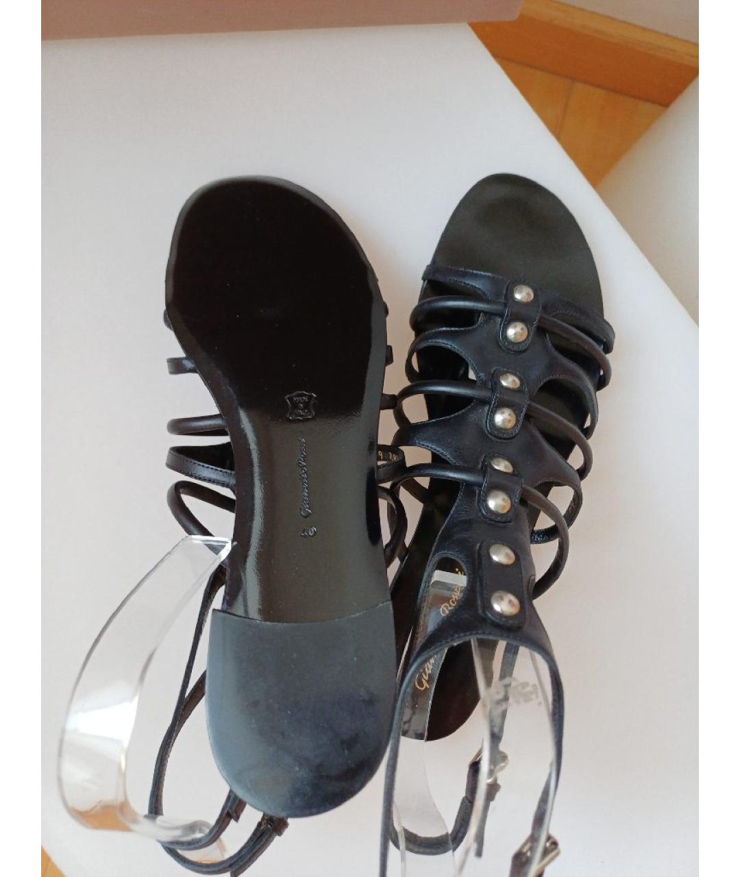 GIANVITO ROSSI Черные кожаные босоножки, фото 8
